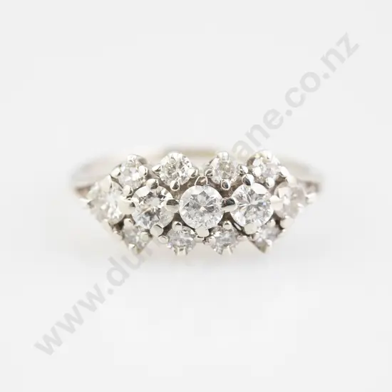 9ct White Gold 13stone Diamond Fancy Band Ring