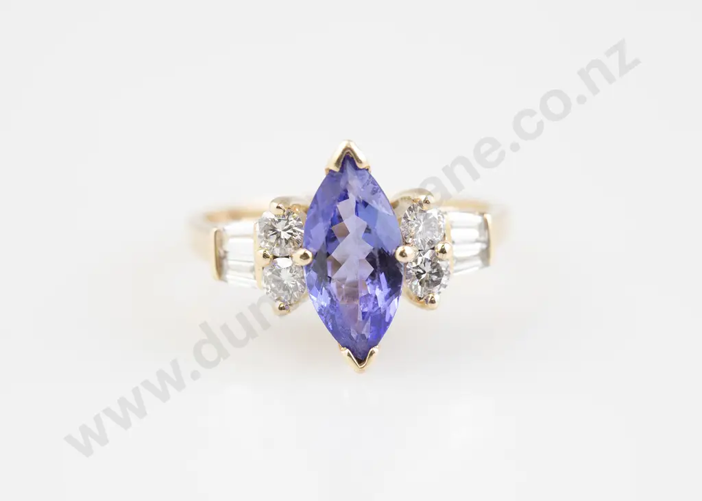 14ct Nine Stone Tanzanite and Diamond Ring Image 1++