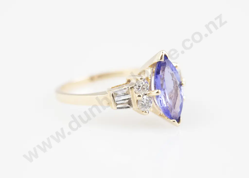 14ct Nine Stone Tanzanite and Diamond Ring Image 1++