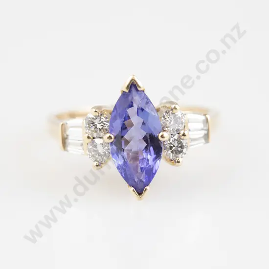 14ct Nine Stone Tanzanite and Diamond Ring