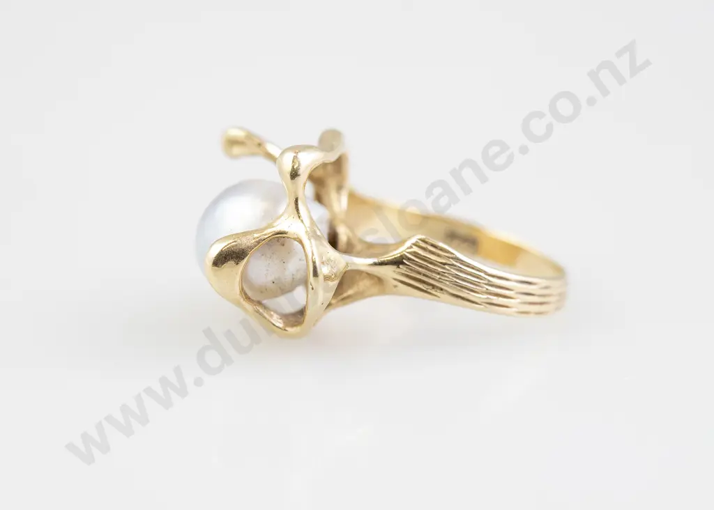 14ct Single Tahitian Semi-Baroque Pearl Dress Ring Image 1++