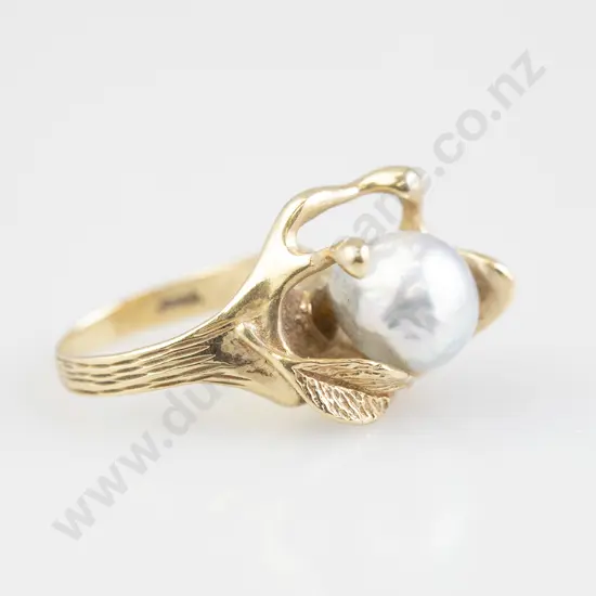 14ct Single Tahitian Semi-Baroque Pearl Dress Ring
