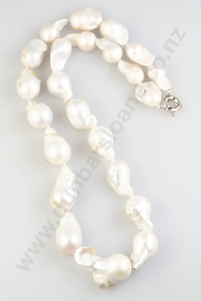 Single Strand Large Baroque Pearl Necklace Image 1++