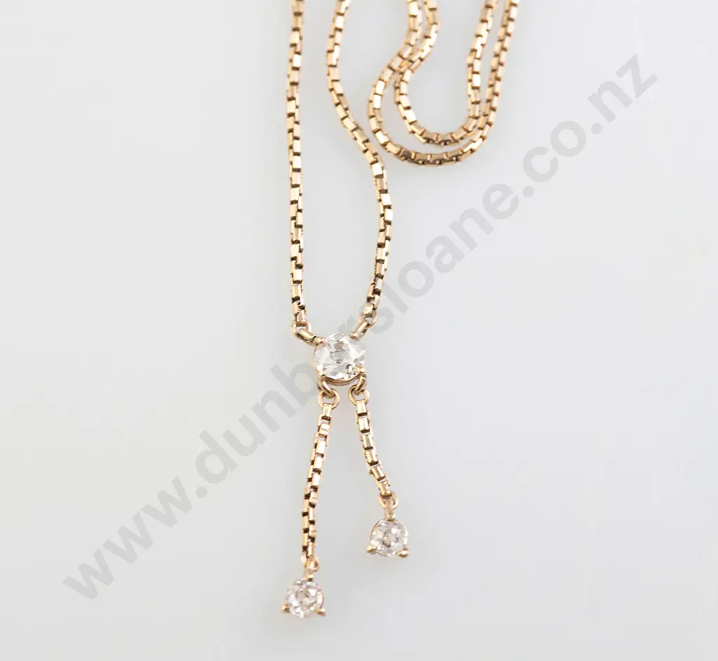 9ct Three Stone Diamond Pendant Necklace Image 1++