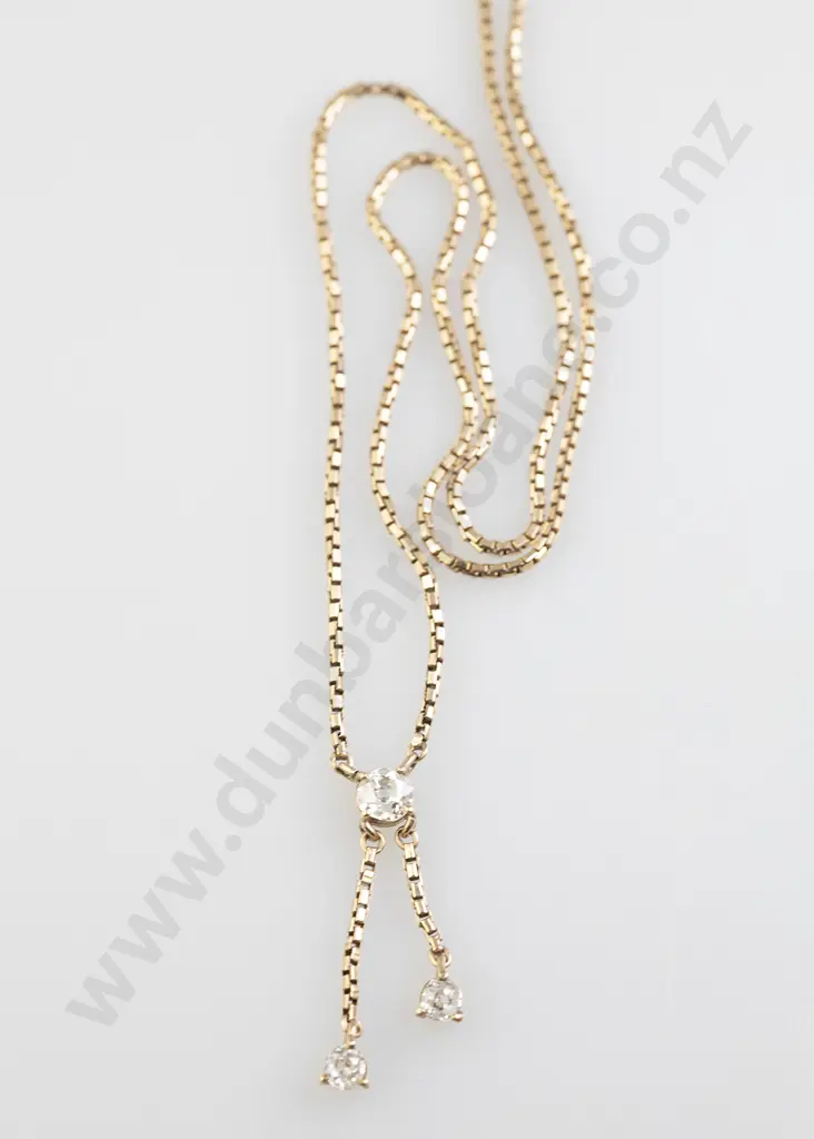 9ct Three Stone Diamond Pendant Necklace Image 1++