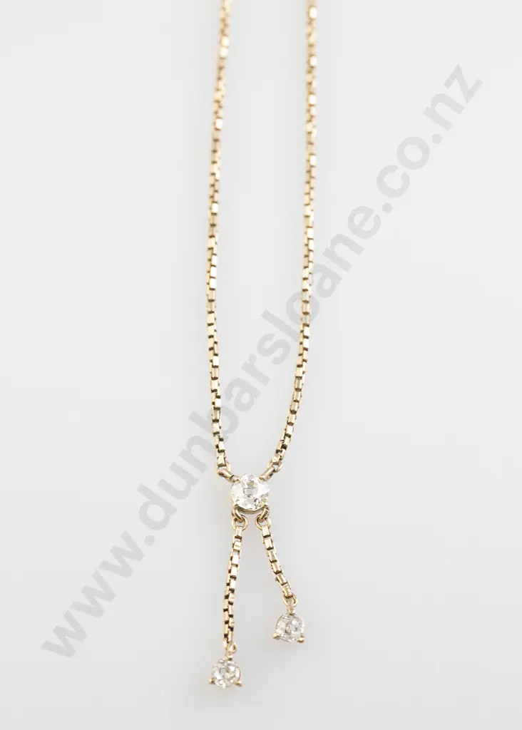 9ct Three Stone Diamond Pendant Necklace Image 1++