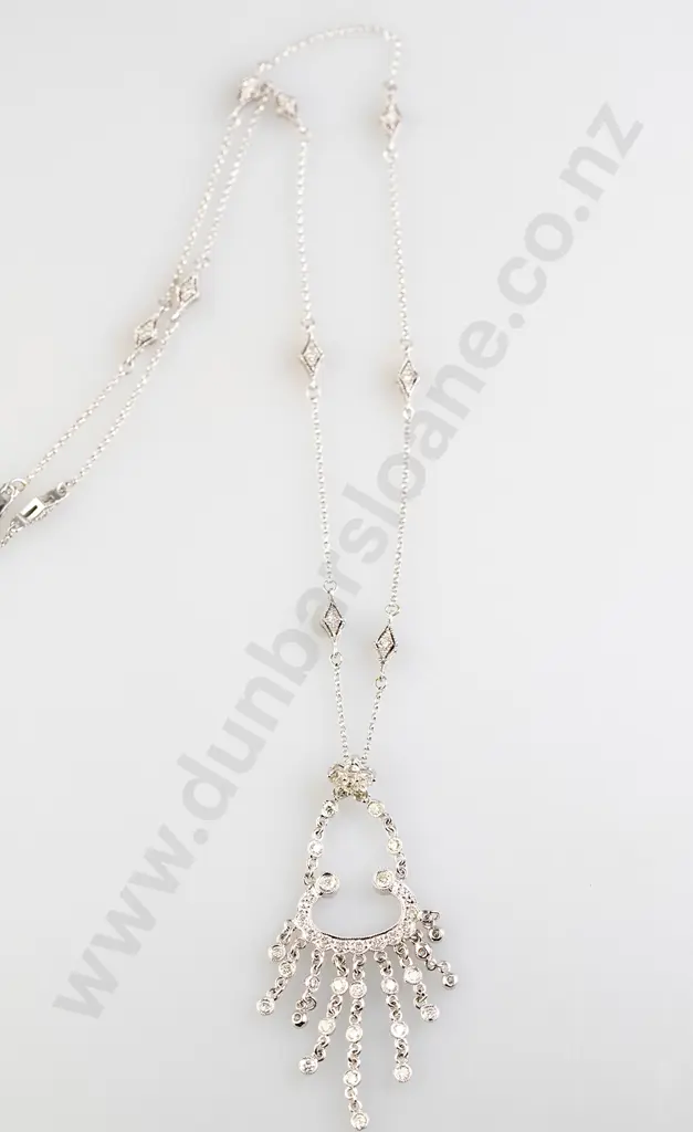 18ct White Gold 50stone Fancy Diamond Pendant Image 1++