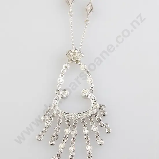 18ct White Gold 50stone Fancy Diamond Pendant