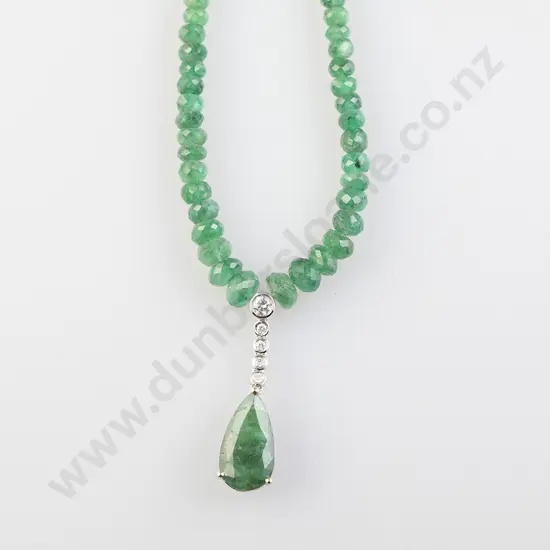 18ct Emerald and Diamond Pendant Necklace