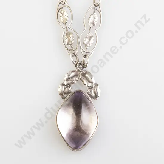 Possible Early C20th NZ Silver Crafted Amethyst Pendant Necklace