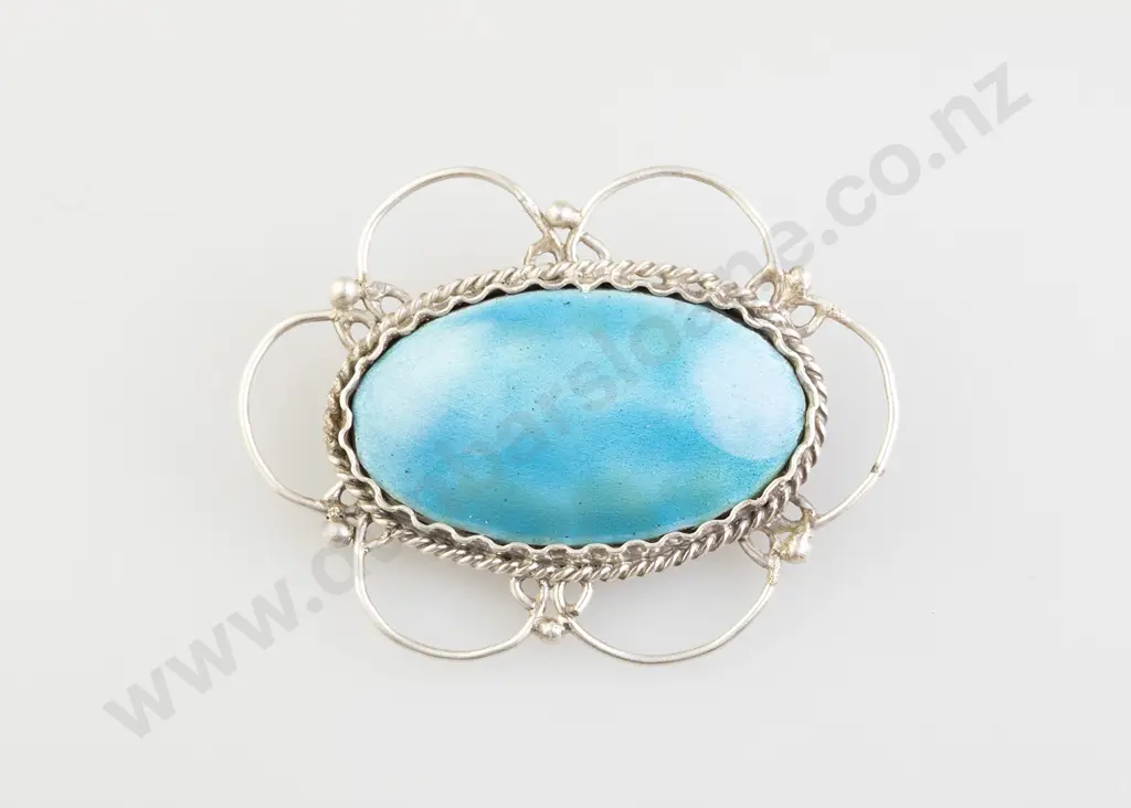 Elsie Reeve (NZ 1885-1927) S/S and Enamel Brooch Image 1++