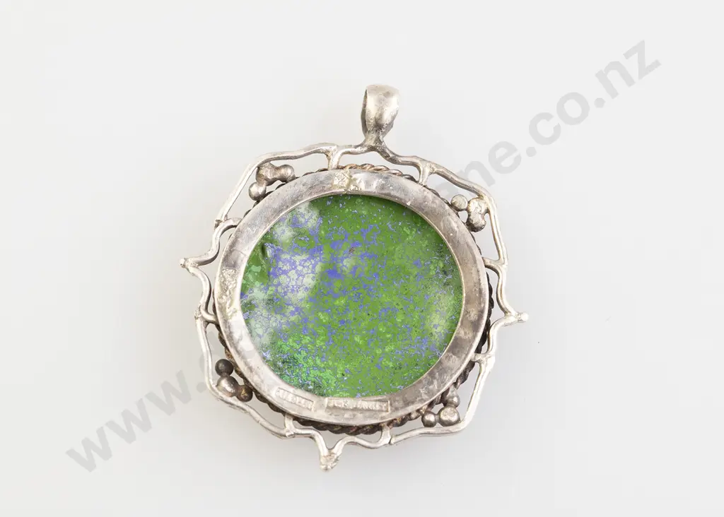 NZ Silver Anne F Darby Enamel Pendant Image 1++