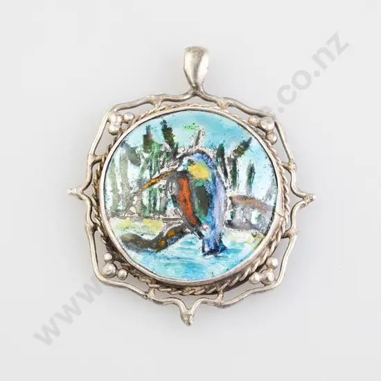 NZ Silver Anne F Darby Enamel Pendant
