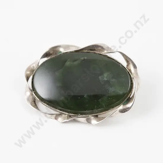 NZ Silver Horace Alfred Halling (1891-1975) Greenstone Brooch