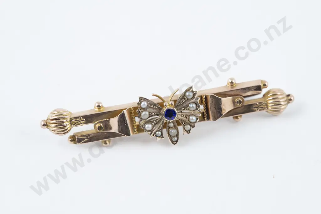 Colonial Australian 9ct Double Bar Brooch Image 1++