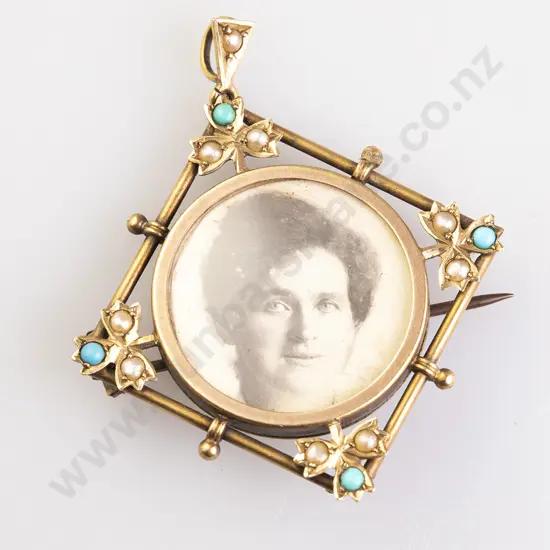 Probable Colonial Australian 15ct Double SIded Photo Locket Brooch/Pendant