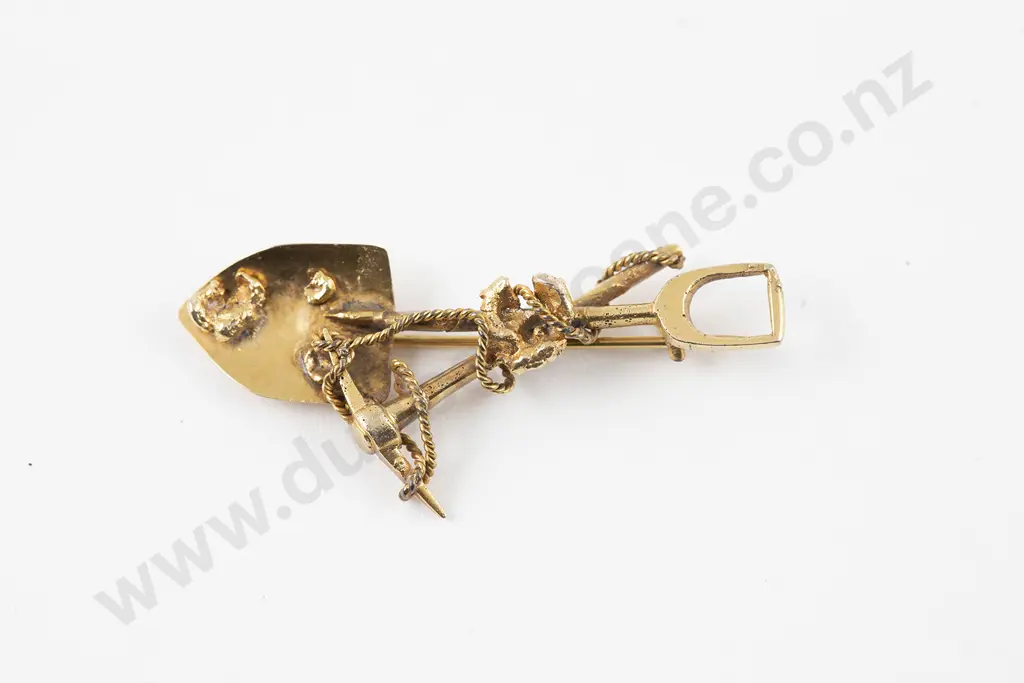 Colonial NZ/Australian 9ct Gold Rush Miners Brooch Image 1++