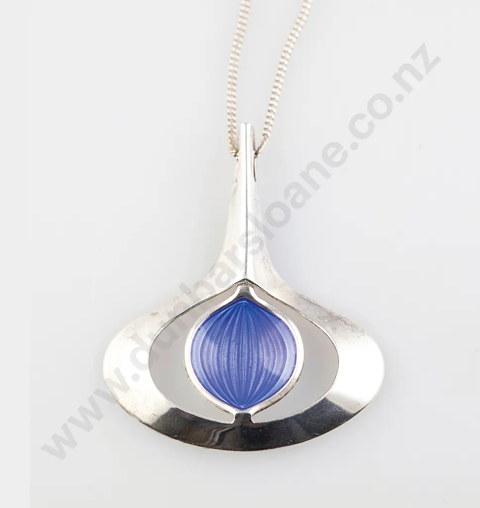 Mid C20th Norway .925 Sterling and Enamel Pendant Image 1++