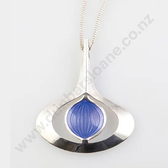 Mid C20th Norway .925 Sterling and Enamel Pendant