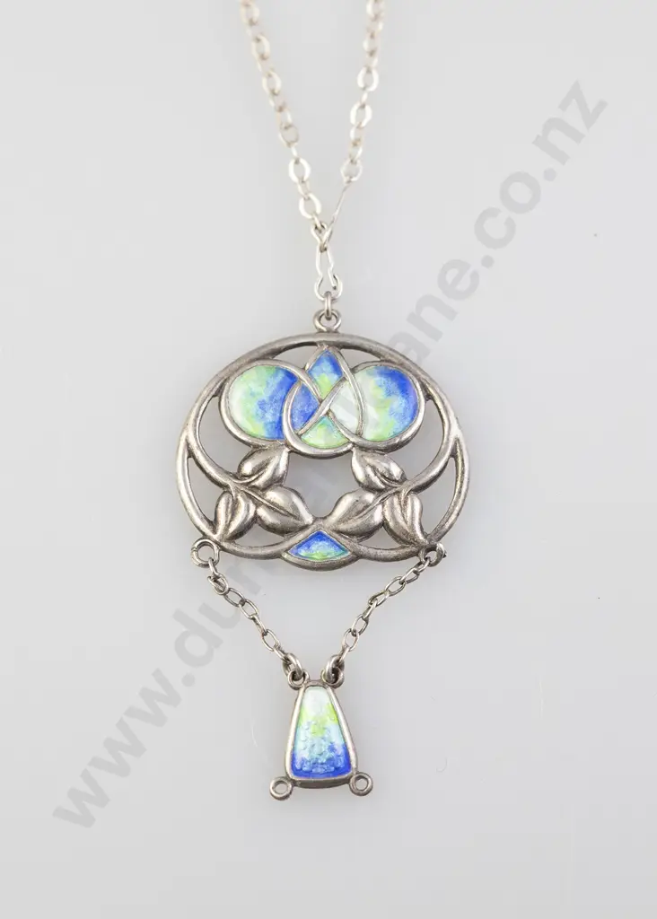 Sterling Silver (American) Art Nouveau Enamelled Pendant Image 1++
