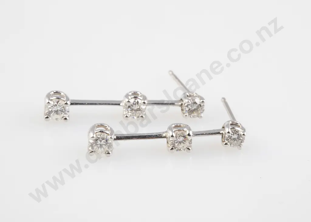 Pair 14ct Diamond Pendant Drop Earrings Image 1++