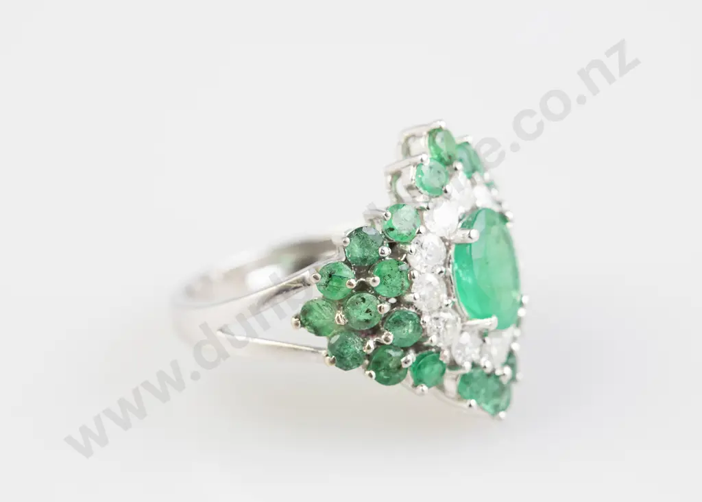 14ct 39stone Emerald and Diamond Cluster Ring Image 1++