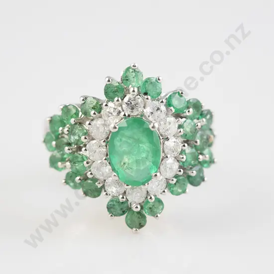 14ct 39stone Emerald and Diamond Cluster Ring