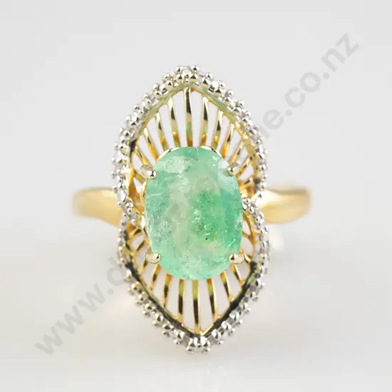 14ct 20stone Emerald and Diamond Cluster Ring