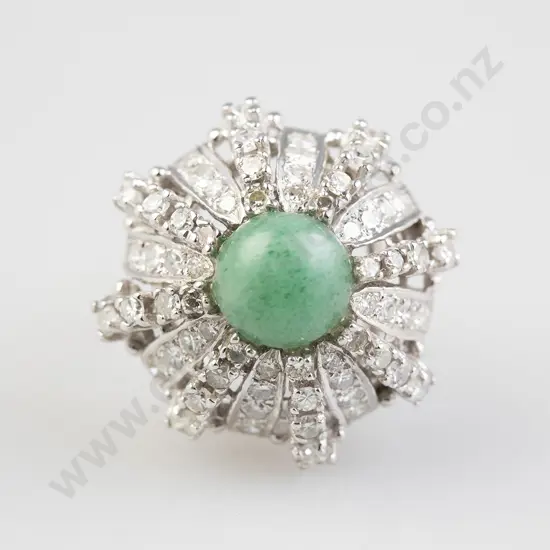 14ct 57stone Jade and Diamond Dress Ring