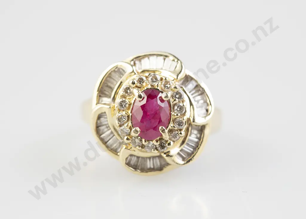 14ct 51stone Ruby and Diamond Cluster Ring Image 1++