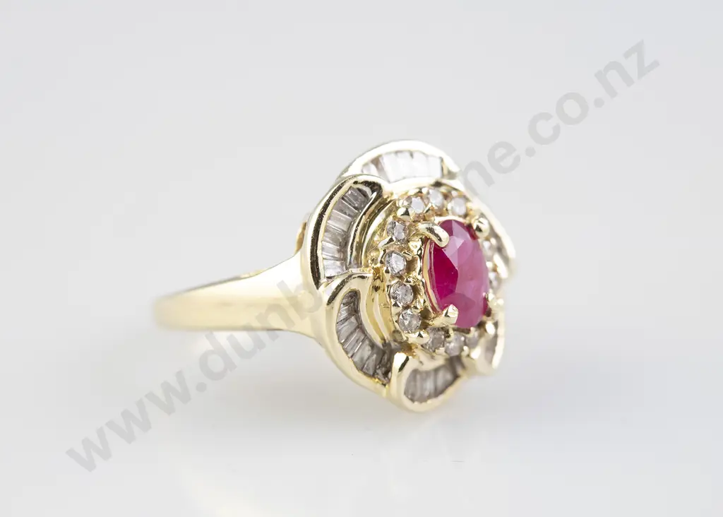 14ct 51stone Ruby and Diamond Cluster Ring Image 1++