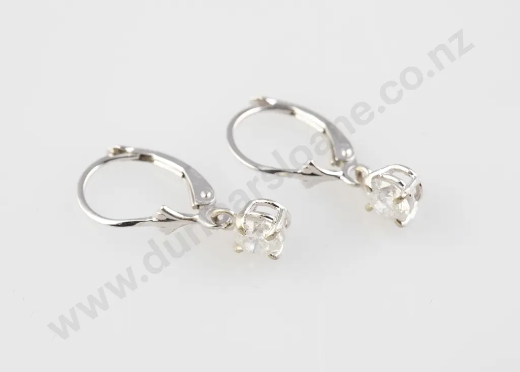 Pair 14ct White Gold Diamond Drop Earrings Image 1++