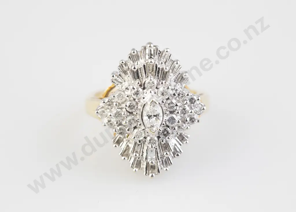 10ct 43stone Diamond Marquise Cluster Ring Image 1++
