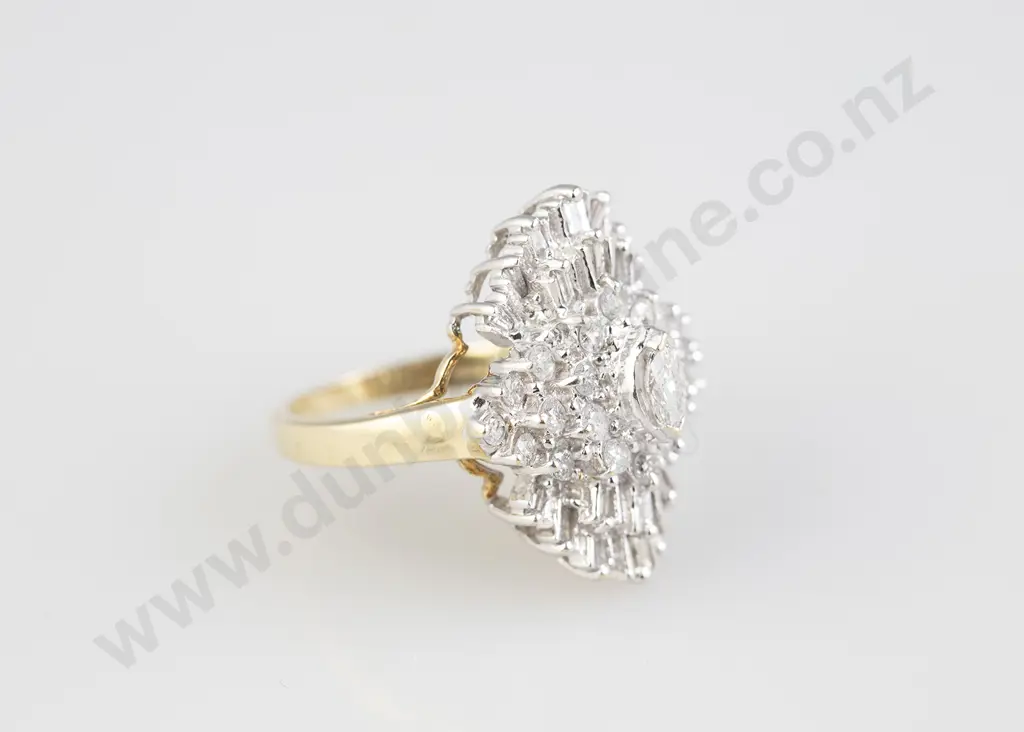 10ct 43stone Diamond Marquise Cluster Ring Image 1++
