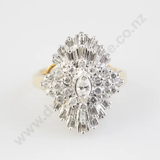 10ct 43stone Diamond Marquise Cluster Ring