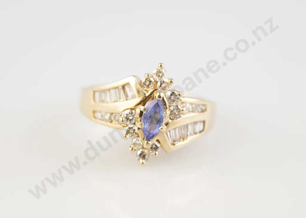 14ct 29 Stone Tanzanite and Diamond Cluster Ring Image 1++
