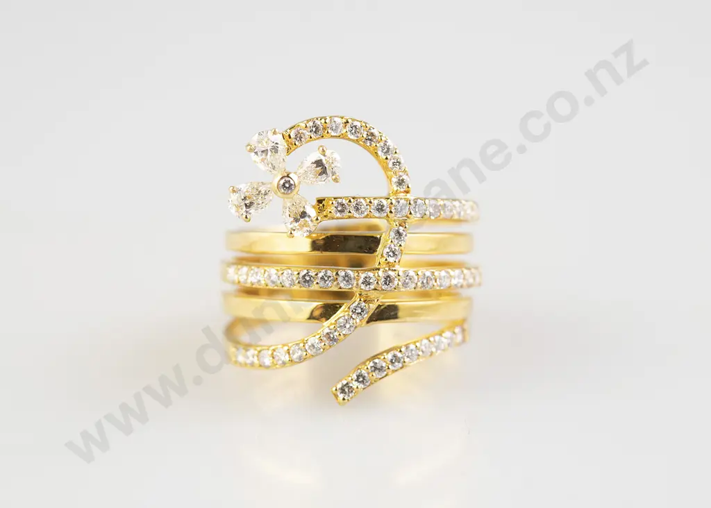 18ct Modern 59 Stone Diamond Floret Spray Dress Ring Image 1++