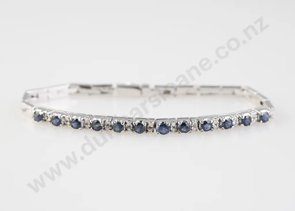 14ct 34stone Sapphire and Diamond Tennis Style Bracelet Image 1++