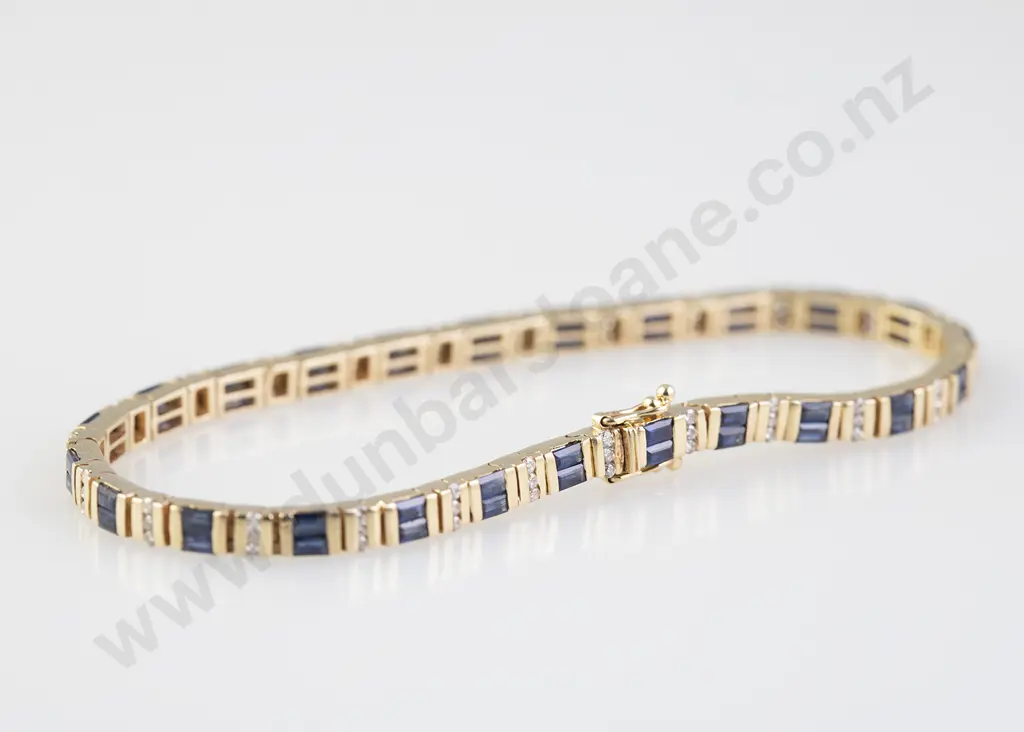 14ct 120stone Sapphire and Diamond Bracelet Image 1++