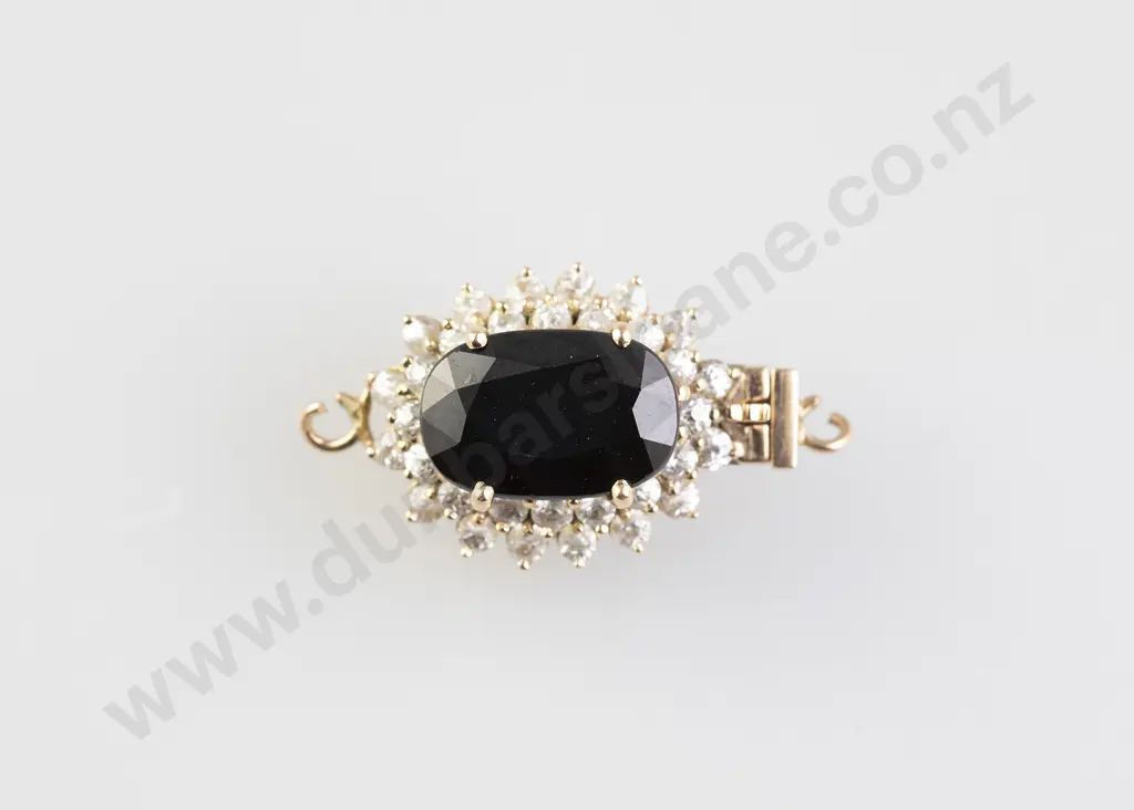 14ct Single Aus-Type Sapphire and Zircon Cluster Necklace Clasp Image 1++
