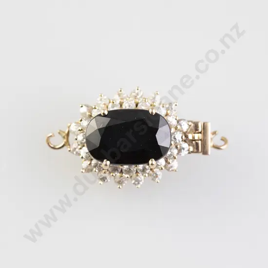 14ct Single Aus-Type Sapphire and Zircon Cluster Necklace Clasp