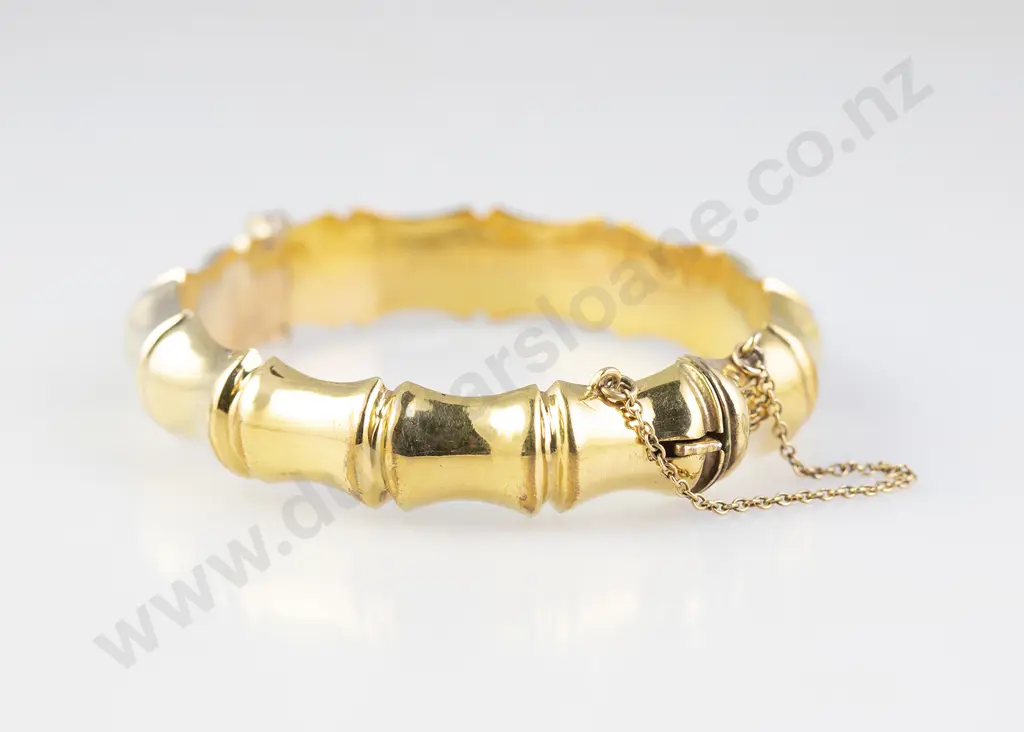 9ct Metal Core Bamboo Hinged Snap Bangle Image 1++