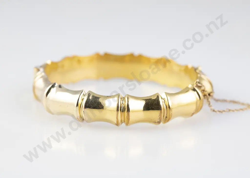 9ct Metal Core Bamboo Hinged Snap Bangle Image 1++