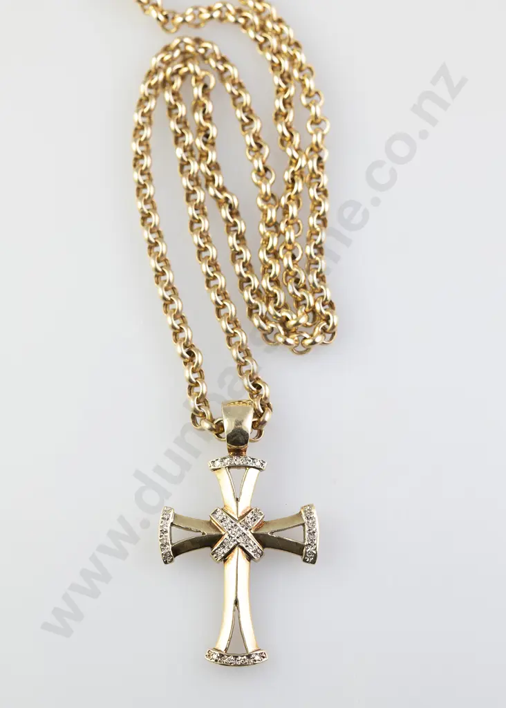9ct Cross Pendant on Chain Image 1++