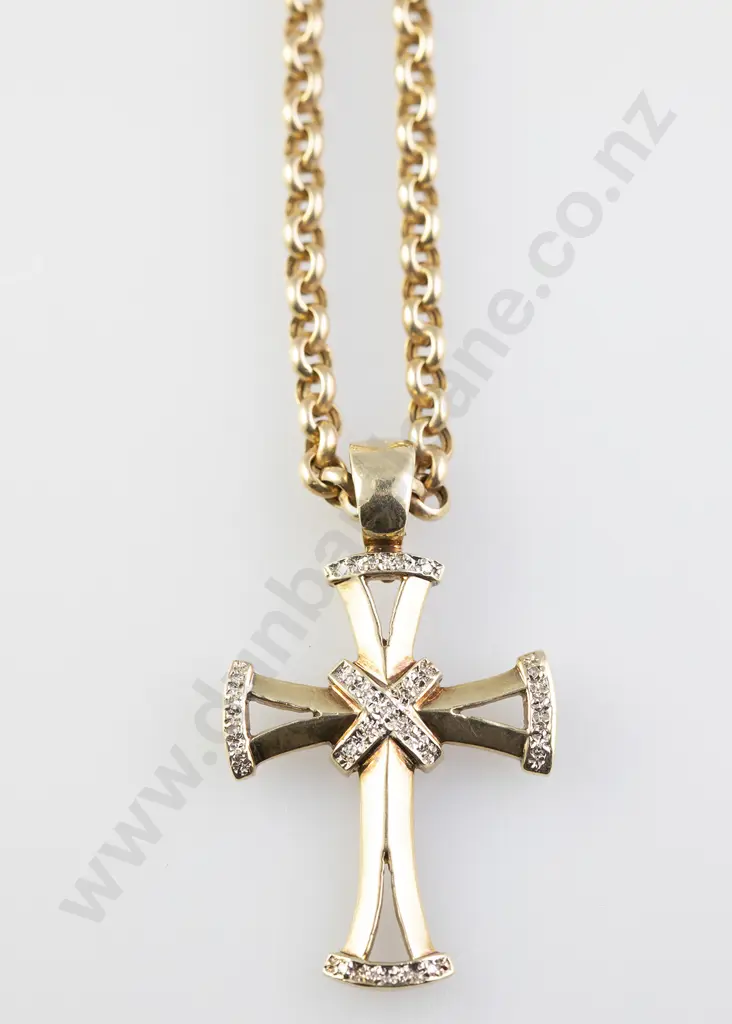 9ct Cross Pendant on Chain Image 1++
