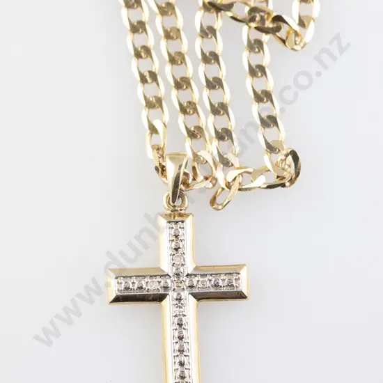 9ct Diamond Cross Pendant on Chain