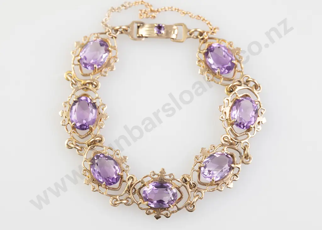 9ct Seven Stone Amethyst Bracelet Image 1++