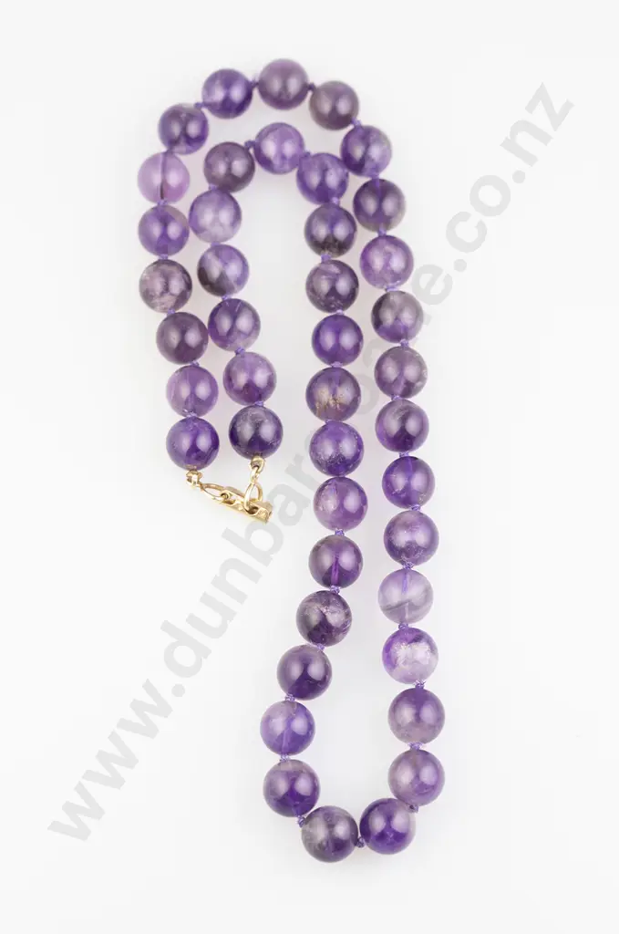 Single Strand Uniform Amethyst Bead Necklace Image 1++