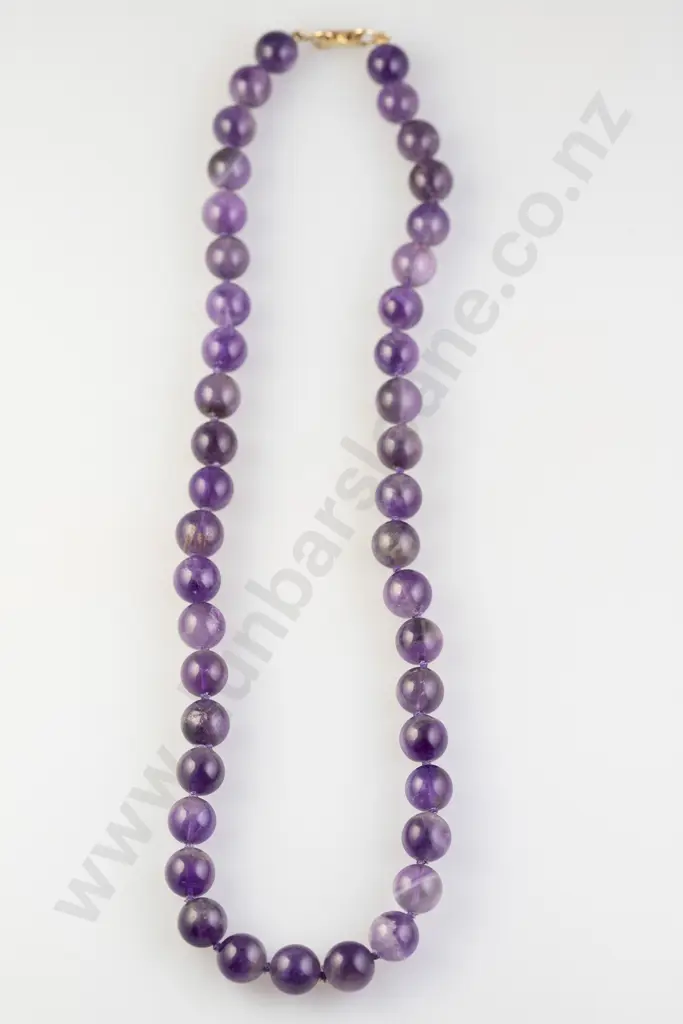 Single Strand Uniform Amethyst Bead Necklace Image 1++