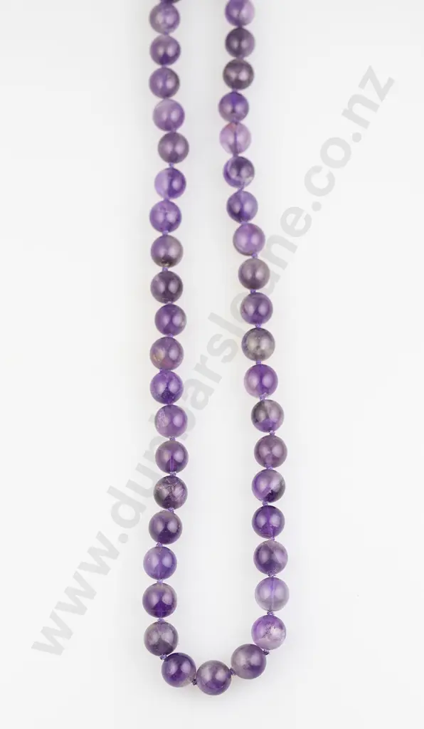 Single Strand Uniform Amethyst Bead Necklace Image 1++